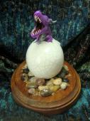 Dragon Hatchling Sculpture - Purple Yawn, front view