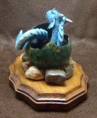 Dragon Hatchling Sculpture - Turquoise and Green, Back View