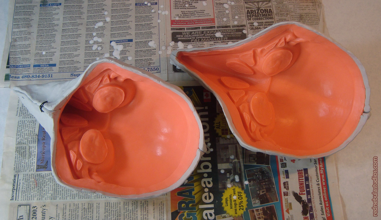 Comparing the original and new raven skull mask molds