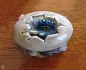 Blue Baby Dragon Hatchling Sculpture in White Egg