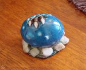 Brown Baby Dragon Claws Sculpture in Speckled Blue Egg