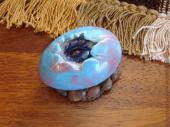 Purple Baby Dragon Hatchling Sculpture in Blue and Pink Egg