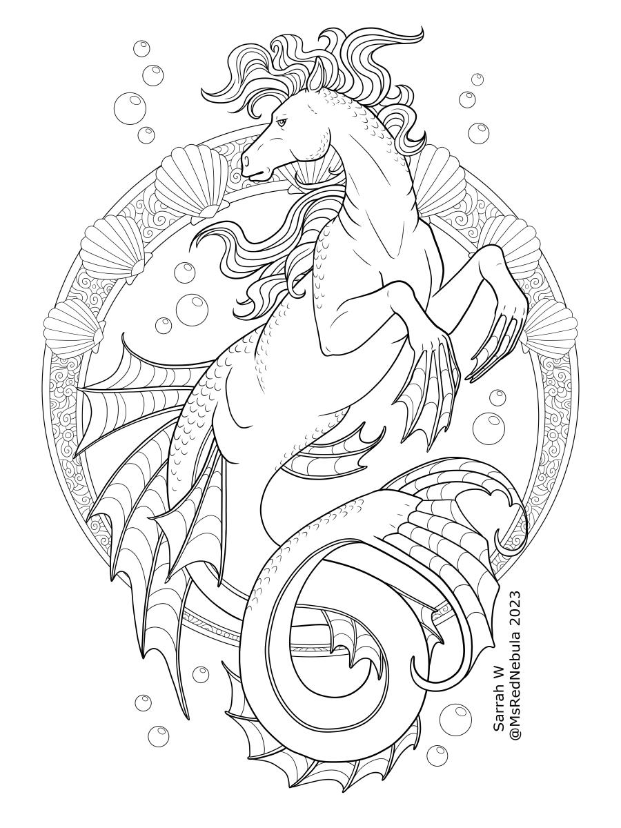 Hippocampus - Art Nouveau Series | Artwork | Red Nebula Studios